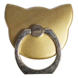 Anillo Sujetador Smartphone Gato Dorado Soporte Ajustable