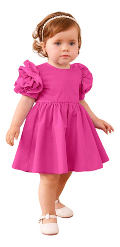 Vestido Elegante Y Lindo Manga Abullonada Princesa Bebé Niña