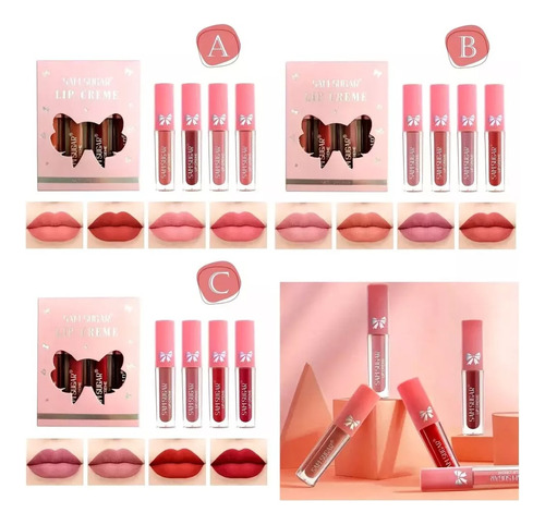 Lip Creme Sam Sugar Set De 4 Mini Labiales Efect Mate Kawaii