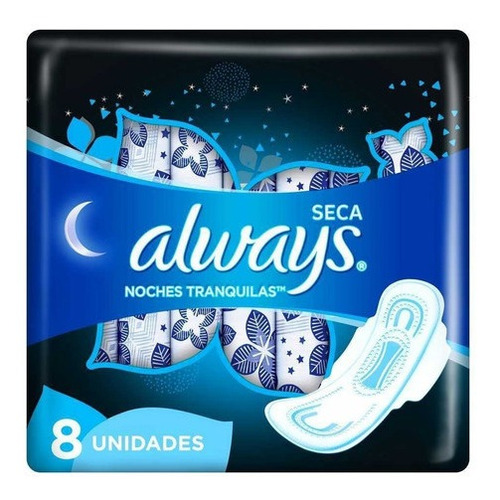 Always Seca Noches Tranquilas Toallitas Femeninas C/alasx 8u