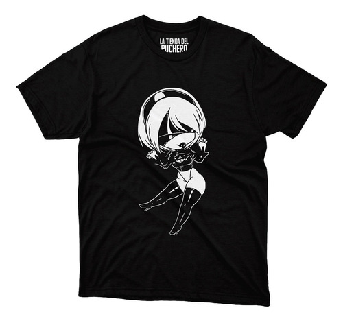 Playera Anime Nier Automata Yorha 2b Chibi Panel Blanco