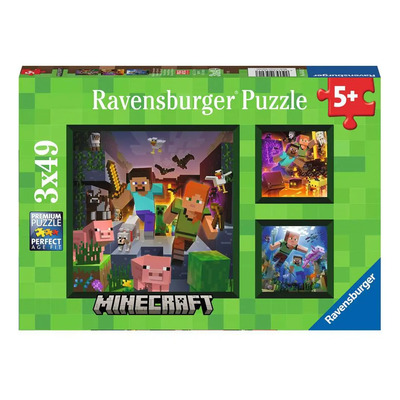Set 3 Rompecabezas Minecraft Infantil 49 Piezas c\u002Fu | Ravensburger | Puzzle de Videojuegos para Niños con Corte Preciso | MercadoLibre
