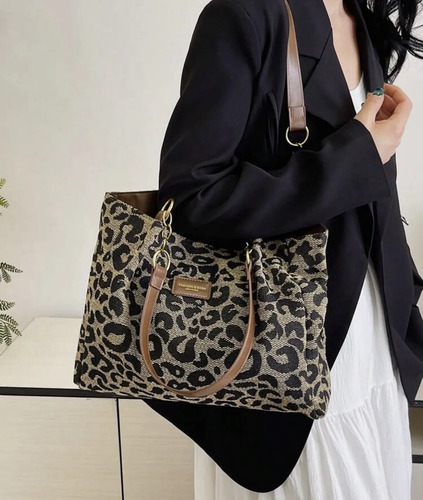 Cartera Bolso Tote Animal Print Facultad Oficina Con Cierre | Mismo precio en cuotas