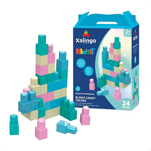Brinquedo De Montar Infantil Blokit Candy Colors 24 Peças