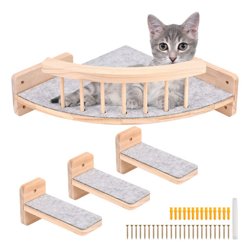 Hamaca De Pared Para Gatos Con 3 Escalones, Estante De Pared