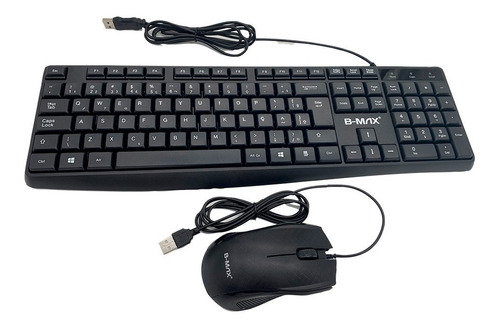 Kit Teclado E Mouse Com Fio Abnt2 Preto Silencioso Barato