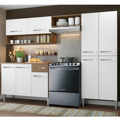 Cocina Integral Completa Modular Madesa Emilly 229cm Color Blanco\u002FMarrón | Meses sin interés