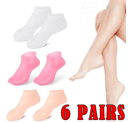 6 Pares De Calcetines De Spa De Silicona Hidratante Para El