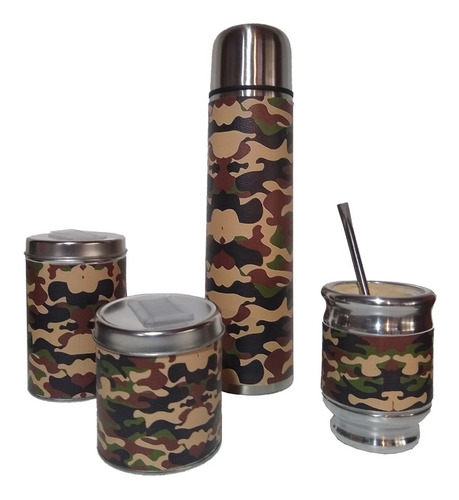 Set Matero 5 Elementos Camuflado Militar Completo Termo 1l