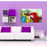 Vinilo Decorativo 60x90cm Guacamayos Aves Azul Rojo Tropical