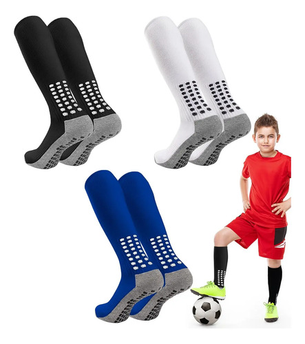 3 Calcetas Antiderrapantes Fútbol Niño Niña Media Deportiva | Envío gratis