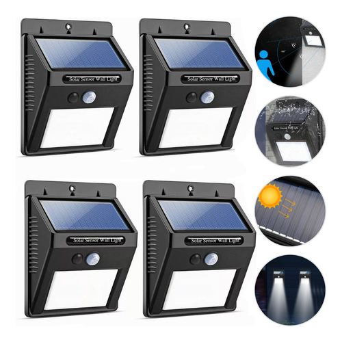 Lámpara De Luz Solar Impermeable Exterior De Pared Led 4pzs