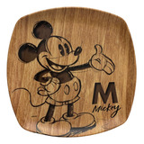 Plato Trinche Cuadrado De Bambu Mickey Mouse