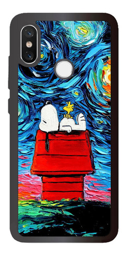 Funda Xiaomi Mi8 Snoopy Noche Estrellada Tpu/pm Uso Rudo