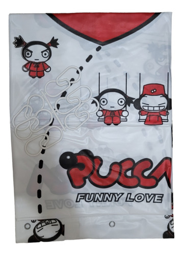 Cortina Baño Pucca Love Con Protector Y Ganchos 