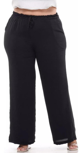 Calça Feminina Plus Size G1 Pantalona Com Bolsos Soltinha