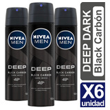Desodorante Nivea Deep Black Dark Wood Pack De 6 Unidades