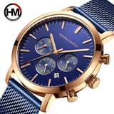 Reloj De Pulsera Hannah Martin Business De Cuarzo Con Calend Color Del Fondo Azul