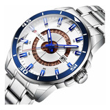Reloj De Hombre Plata Azul Casual, Elegante, Deportivo,