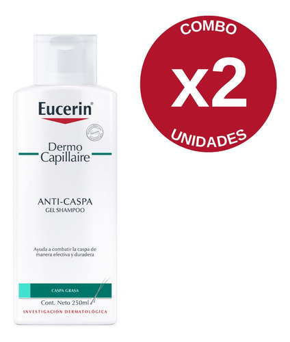 Combo X2 Shampoo Eucerin Gel Dermocapillaire Anticaspa 250ml