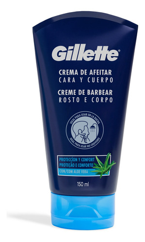 Crema Para Afeitar Hombres Gillette Con Aloe Vera Para Cara Y Cuerpo 150ml