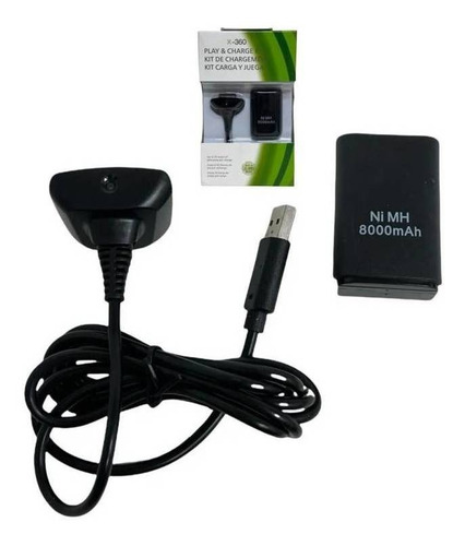 Batería Recargable Xbox 360 8000mah Kit Cable Cargador
