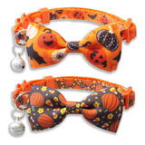 Paquete De 2 Collares De Gato De Halloween Con Pajarita Y Ca