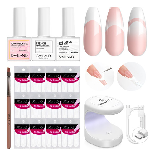 Kit Completo De Manicura Francesa Saviland, Gel Esmalte