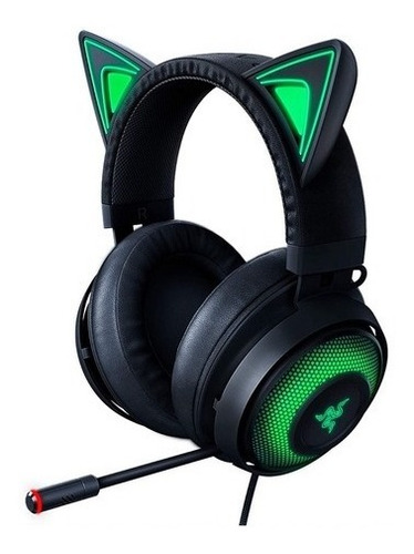 Audífonos Gamer Razer Negro Con Verde Orejas De Gato Xtremec