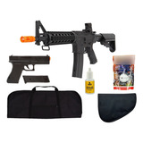 Airsoft Combo Rifle M4 Fuzil + Pistola + Capas + Bolinhas