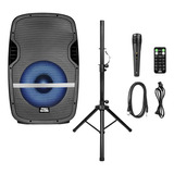 Caixa De Som Ativa 15pol Pro Bass Lp C/ Microfone/tripé 800w
