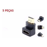 Kit 5 Peças Adaptador Hdmi 90 Graus Em L Macho X Fêmea 1.4