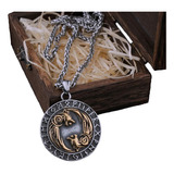 Collar Hombre Lujo Lobos Geri Y Freki Nórdico Caja Vikings