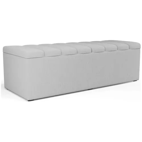 Recamier Báu Organizador Cama Box 160cm Estofada Linho Cinza