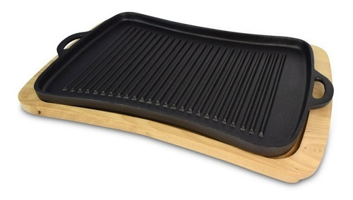 Plancha Grill Hierro Fundido + Tabla Madera Jim Beam