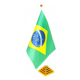 Bandeira Do Brasil Pedestal Mesa Igreja Escritório