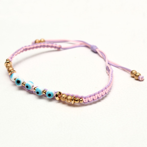 Uzzy | Joyería Pulsera Ojo Turco Tejido Rosa