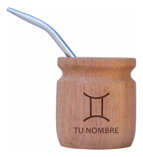 X2 Mate Grabado Madera Personalizado Signo Zodiacal Nombre