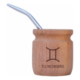 X2 Mate Grabado Madera Personalizado Signo Zodiacal Nombre