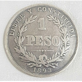 Muy Rara Antigua Moneda Uruguay Plata Año 1893 1 Peso B130