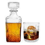 Set Whiskey Licorera Cristal Decantador  4 Vaso Vidrio 354ml