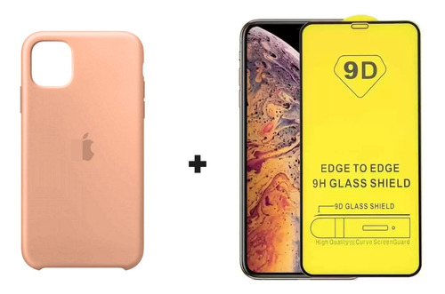 Funda Silicon Compatible/iPhone 11 Pro + Vidrio Full 9d