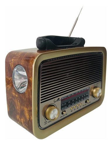 Radio Portátil Retrô Vintage Recarregável Am/fm Bluetooth