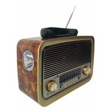 Radio Portátil Retrô Vintage Recarregável Am/fm Bluetooth