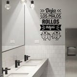 Vinil Decorativo Frase Deja Los Malos Rollos Aquí 47x70 Cm