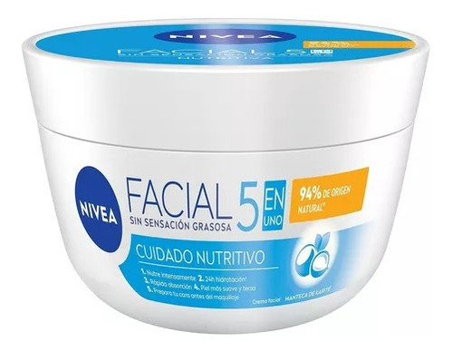 Crema Facial Hidratante Nivea 5 En 1 Cuidado Nutritivo 200ml