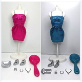 Lote Vestidos Con Accesorios Para Barbie Ropa Original 