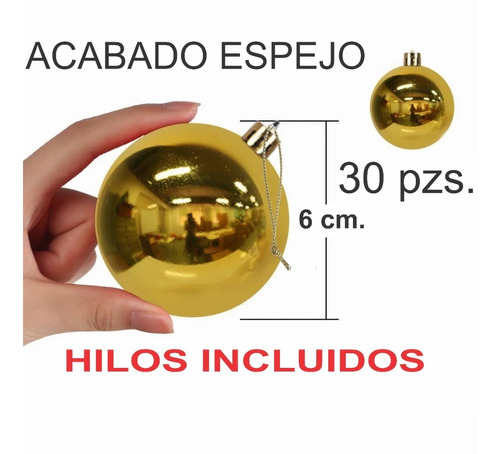 30 Esferas Navideñas De Plastico De 6 Cm Ancho O Diametro