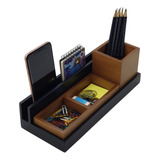 Organizador D Mesa Escritório Madeira C/ Mdf Laca Preto Luxo