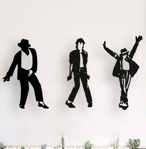 Cuadro Triptico Michael Jackson  Calado Negro 90x50 Cm